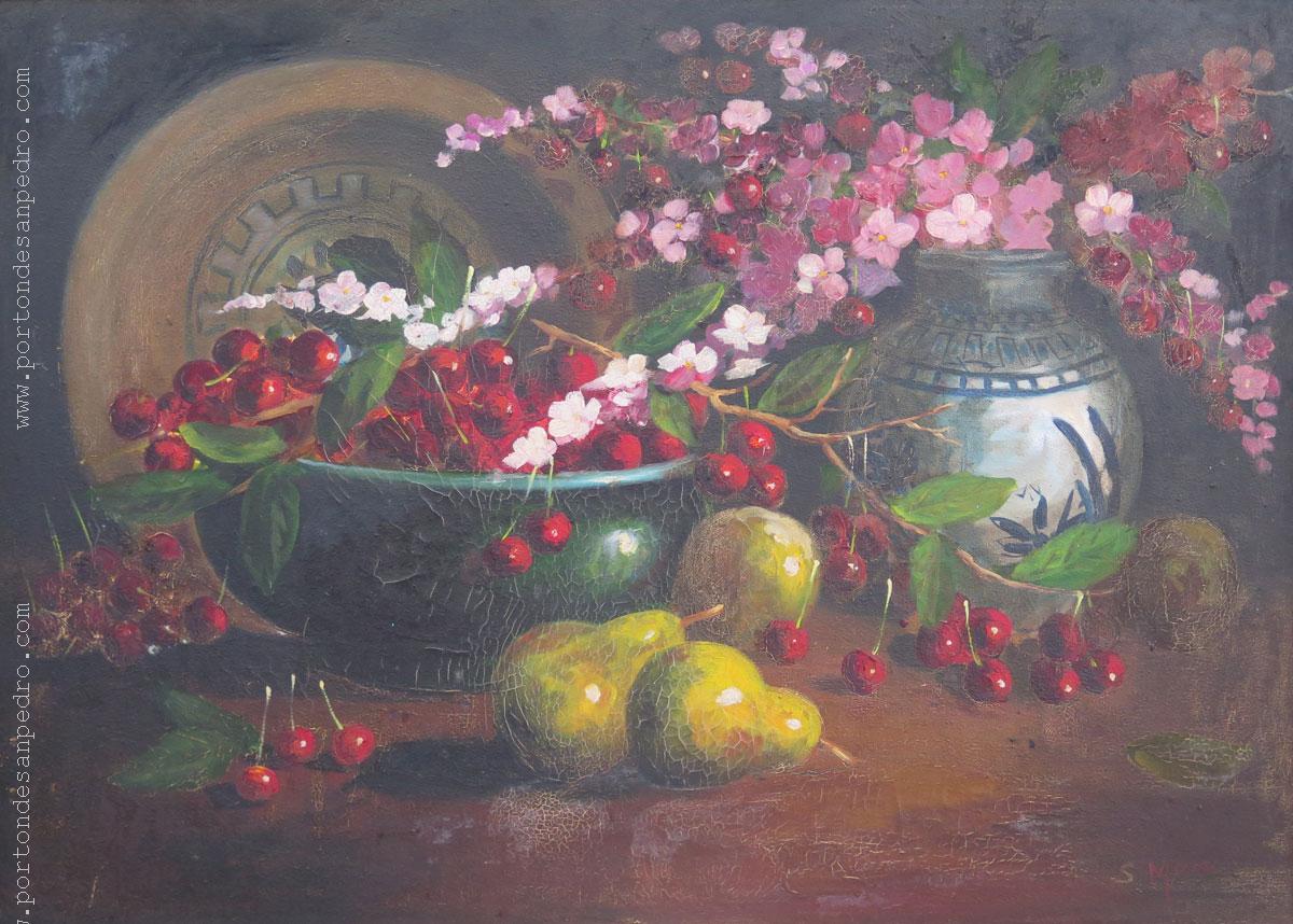 Bodegón con cerezas